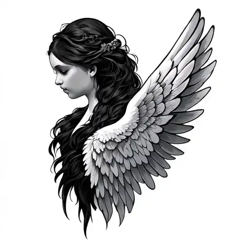 Faceless Angel wings tattoo design idea