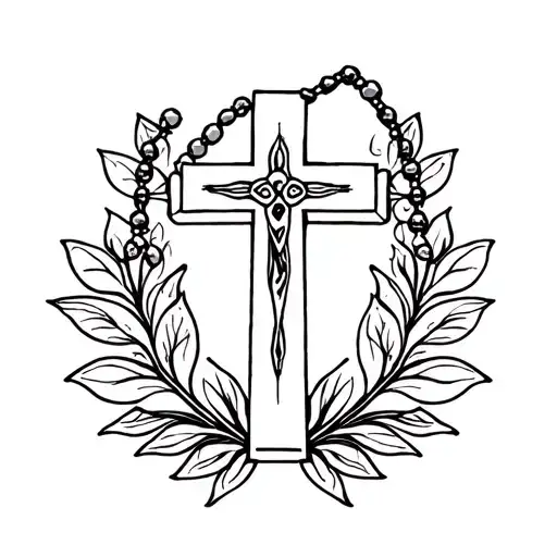 cross with rosary tattoo design idea