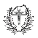 cross with rosary tattoo design idea