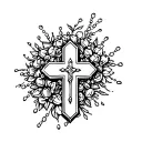 cross with rosary tattoo design idea