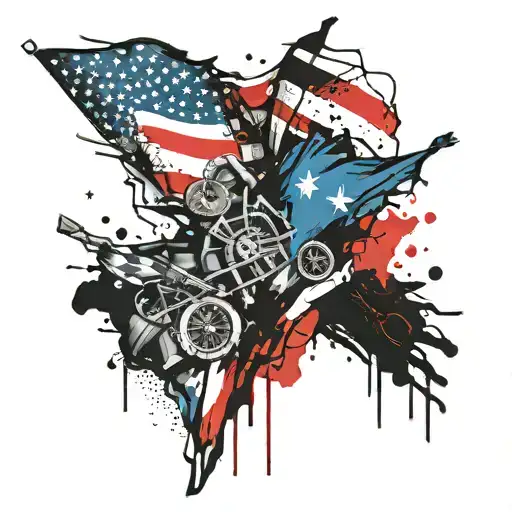 flags American French UK Italy flag within tattoo design idea