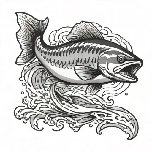 salmon jumping tattoo design idea