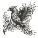 phoenix with butterfly  tattoo design idea