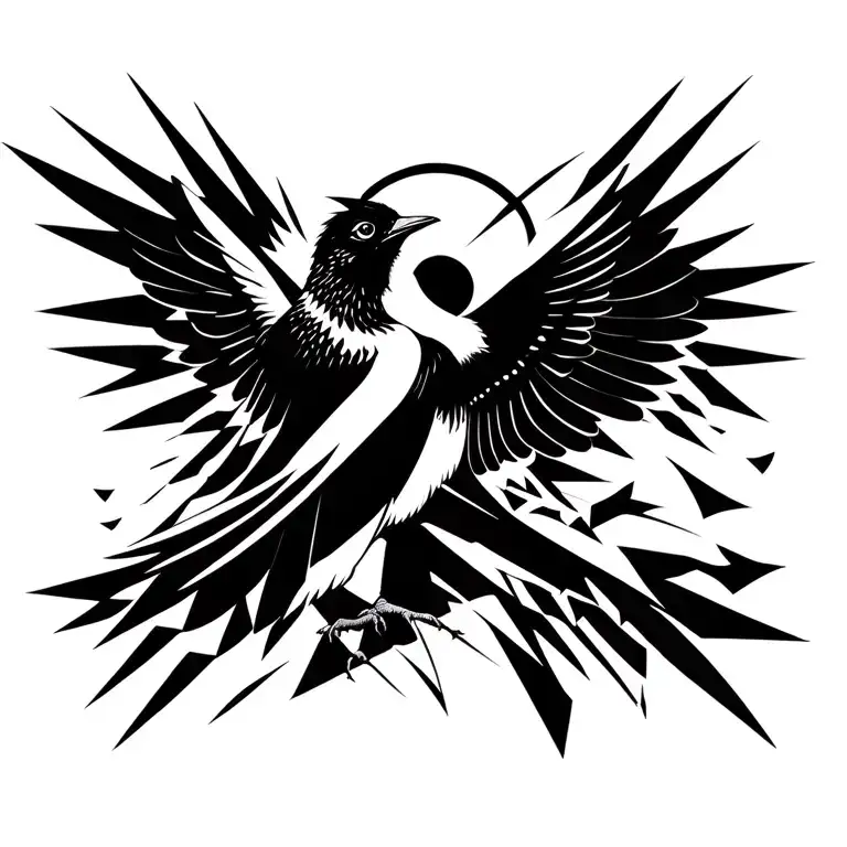 iwa bird rising tattoo design idea