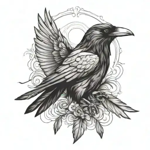 raven pulls feather from wing tattoo tattoo design idea