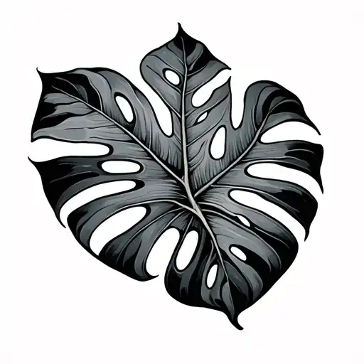 monstera leaf intertwined tattoo design idea