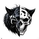Half Skull Half Face black panther tattoo design idea