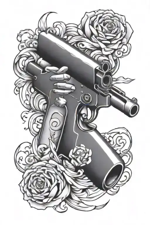 mind over matter sleave with guns  tattoo design idea
