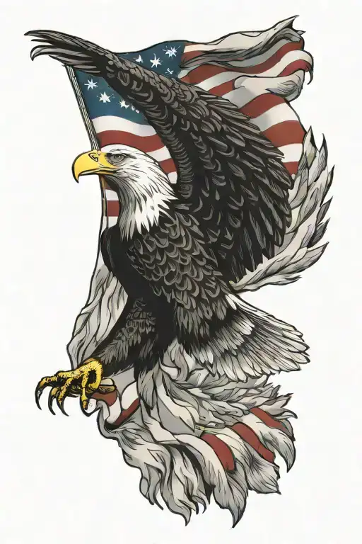 bald eagle flying, American flag, and Italian flag tattoo design idea