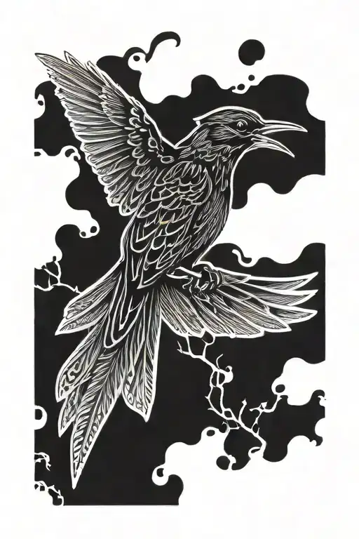 blackbird flying tattoo design idea