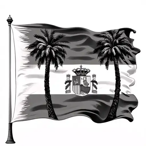 SPAIN FLAG WITH PALM TREES tattoo design idea