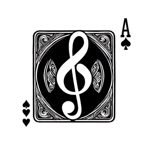 poker cards and bass clef tattoo design idea