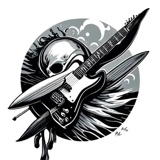 surf and Electronic and music tattoo design idea