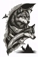wolf and killer whale tattoo design idea