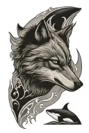 wolf and killer whale tattoo design idea