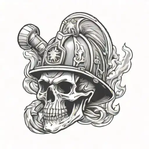 firefighter skull tattoo design idea