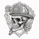 firefighter skull tattoo design idea