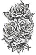 Roses and hearts with name Kanae tattoo design idea