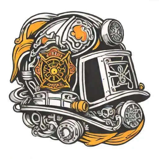 Firefighter helmet tattoo design idea