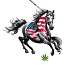 high horse power mixed with patriotism and marijuana tattoo design idea
