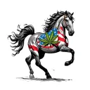 high horse power mixed with patriotism and marijuana tattoo design idea