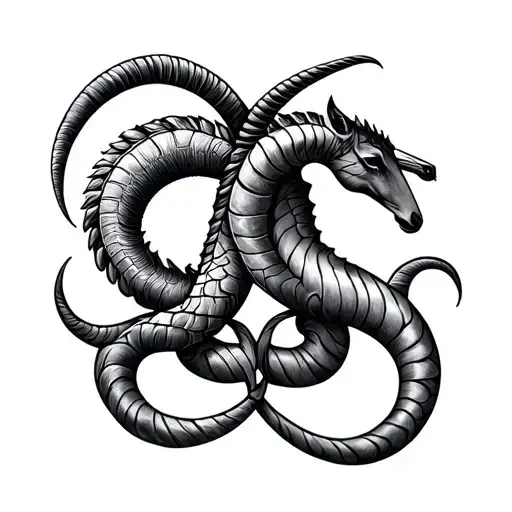 Capricorn and Gemini zodiac symbol combined together tattoo design idea