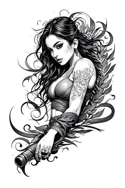 Calligraphy Style "Sindi myself fighting for me" tattoo design idea