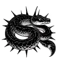 Wild anaconda snake with tree spines forming the shape tattoo design idea