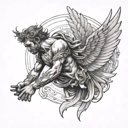 Icarus falling tattoo design idea
