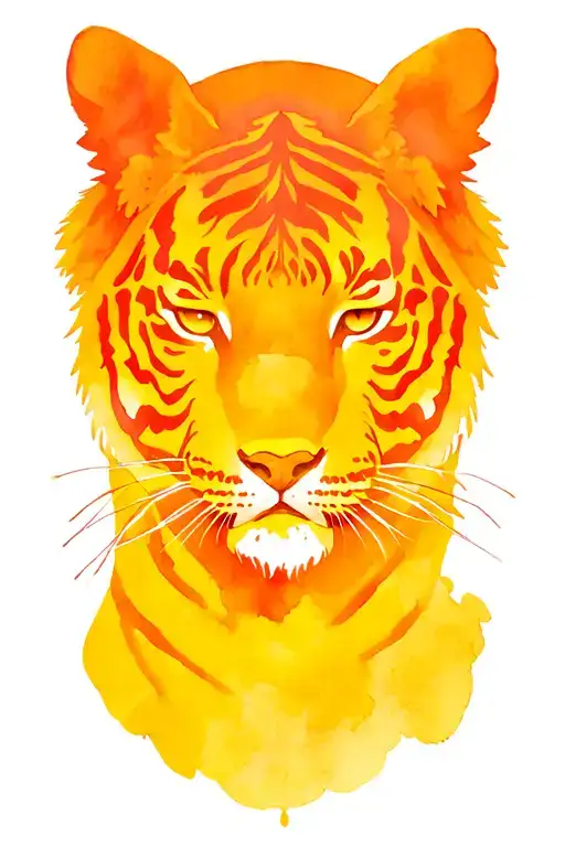 angel aniel face with wings wrapped round then half tiger face tattoo design idea