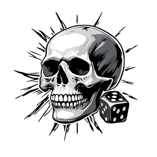Black Dice skull tattoo design idea
