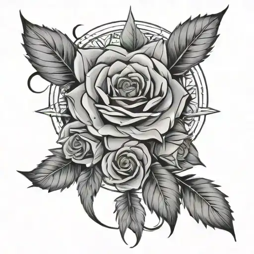 Dreamcatcher rose cannabis tattoo design idea