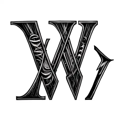 three letter w's mixed with roman numeral 17 tattoo design idea
