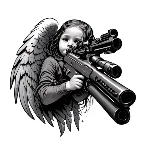 angel bebe con ak 47 instead tattoo design idea