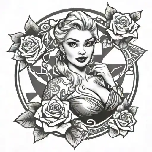 Elsa pin up tattoo design idea