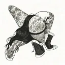 bend over,slim thick goth girl,emo, nude,sexy,lingerie,introverted,,long black hair, naked,fishnet,skirt,big butt, feet tattoo design idea