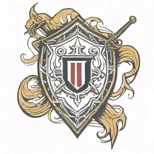 knights templar shield with realistic tattoo design idea