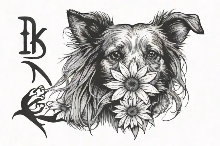 Tattoo for dog, daisy - name on the left. ekg line. pawprint. ekg line tattoo design idea