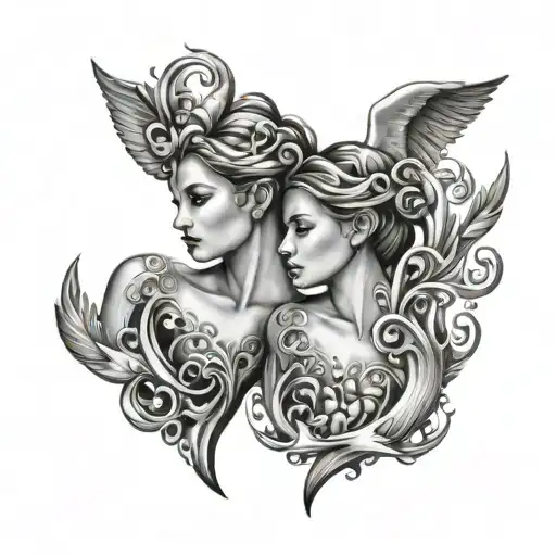 Twin Flames tattoo design idea