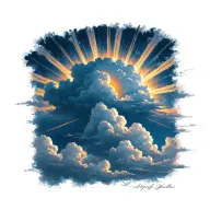 realistic cloud with sun rays tattoo design idea