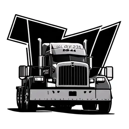"01/14/21" 18 wheeler semi truck tattoo design idea