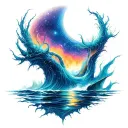 cosmic ocean scene tattoo design idea