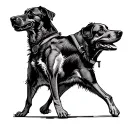 Man Walking Dog tattoo design idea