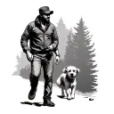 Man Walking Dog tattoo design idea