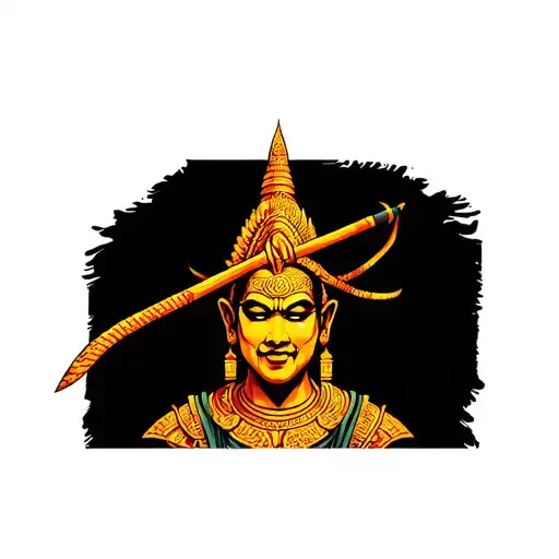 golden Thai warrior tattoo design idea