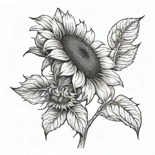 A line art sunflower with Romans 8:18 in the stem for the side of my right wrist tattoo design idea