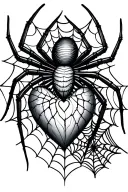 spider and heart shaped webs tattoo design idea