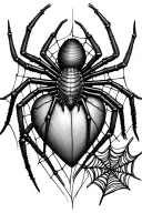 spider and heart shaped webs tattoo design idea