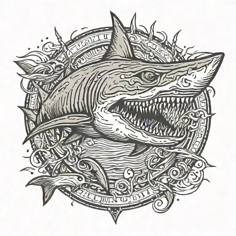 shark with lazer beams shooting tattoo design idea