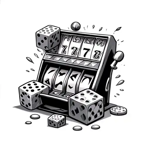 slot machines and dice black grey tattoo tattoo design idea